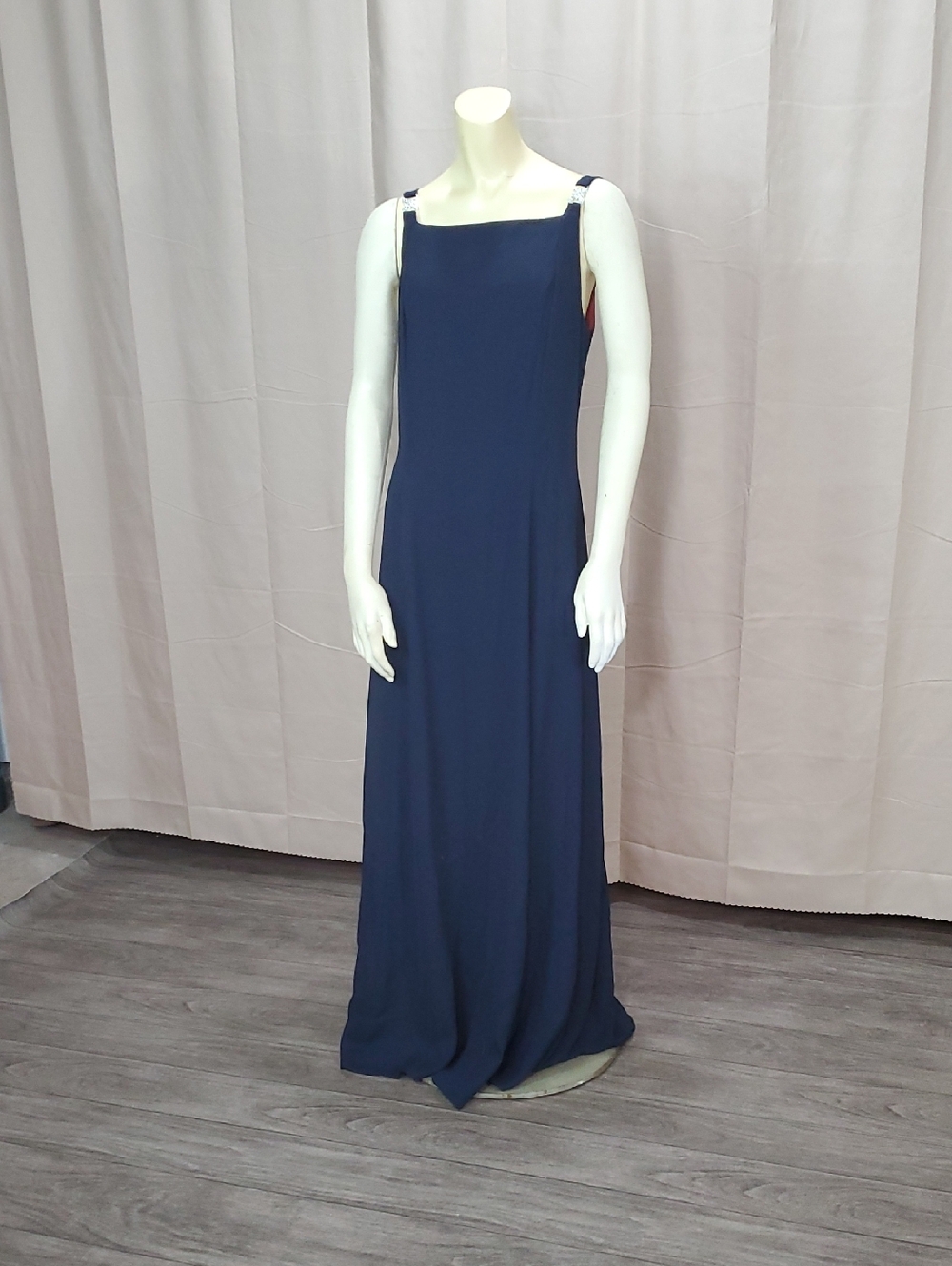 Timeless Navy Square-Neck Prom Gown